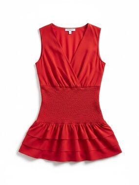 Amanda Uprichard Mini Dress Sleeveless Smocked Elastic Ruffle, Party